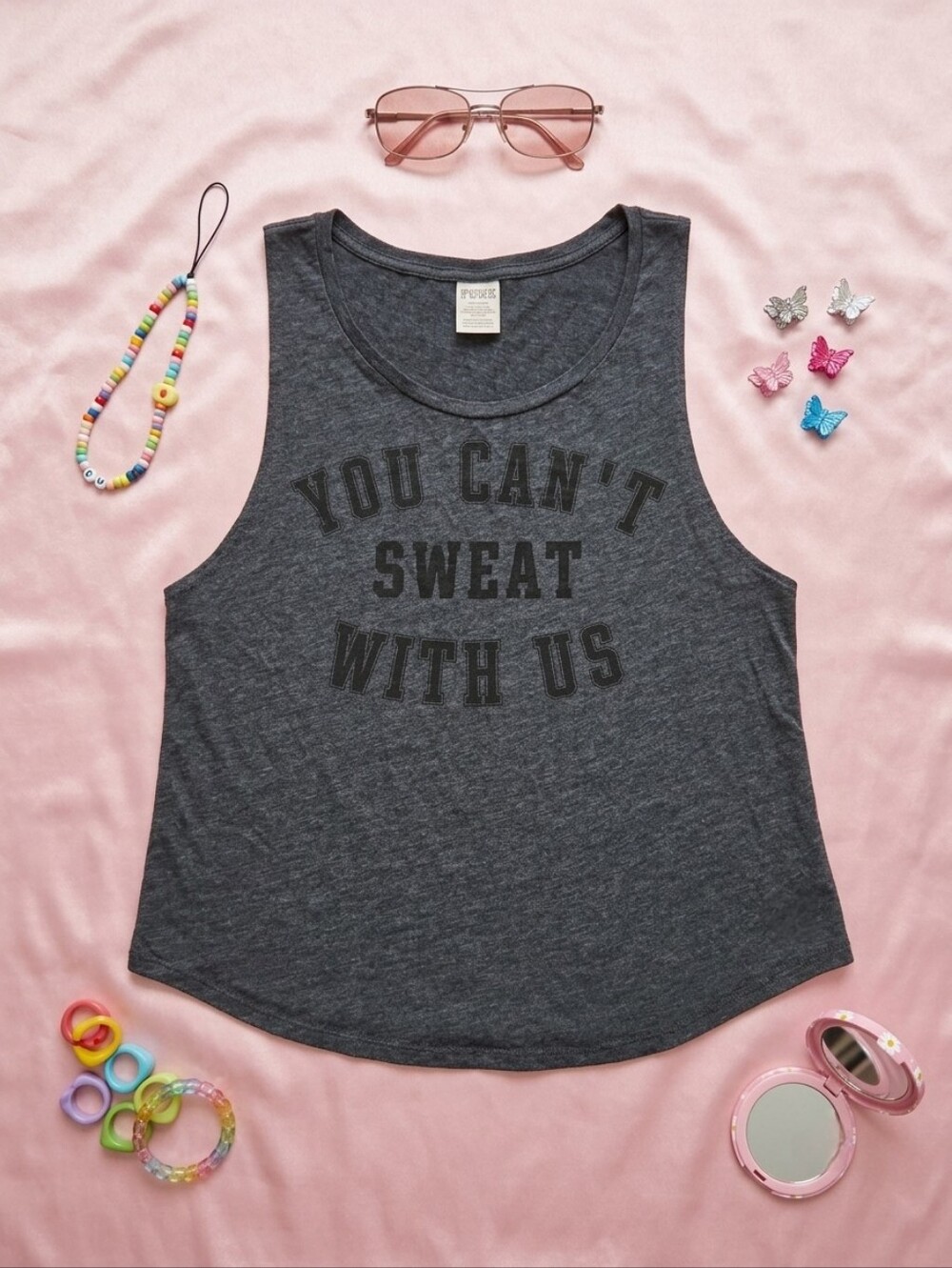 Y2K Victoria's Secret PINK Mean Girls Gym Tank Can't Sweat With Us Muscle Tee S